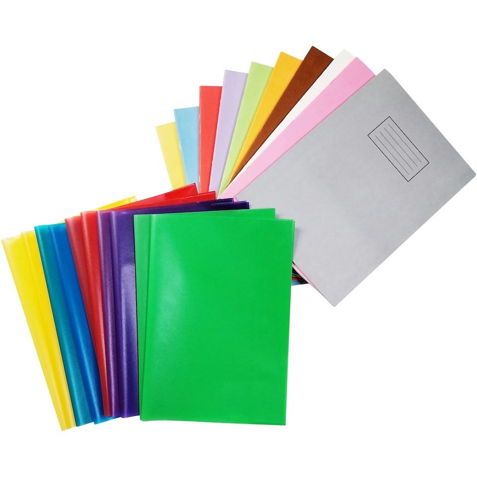 image 1 of Pack of 10 A4 Assorted Coloured Exercise Books with Coloured Book Covers