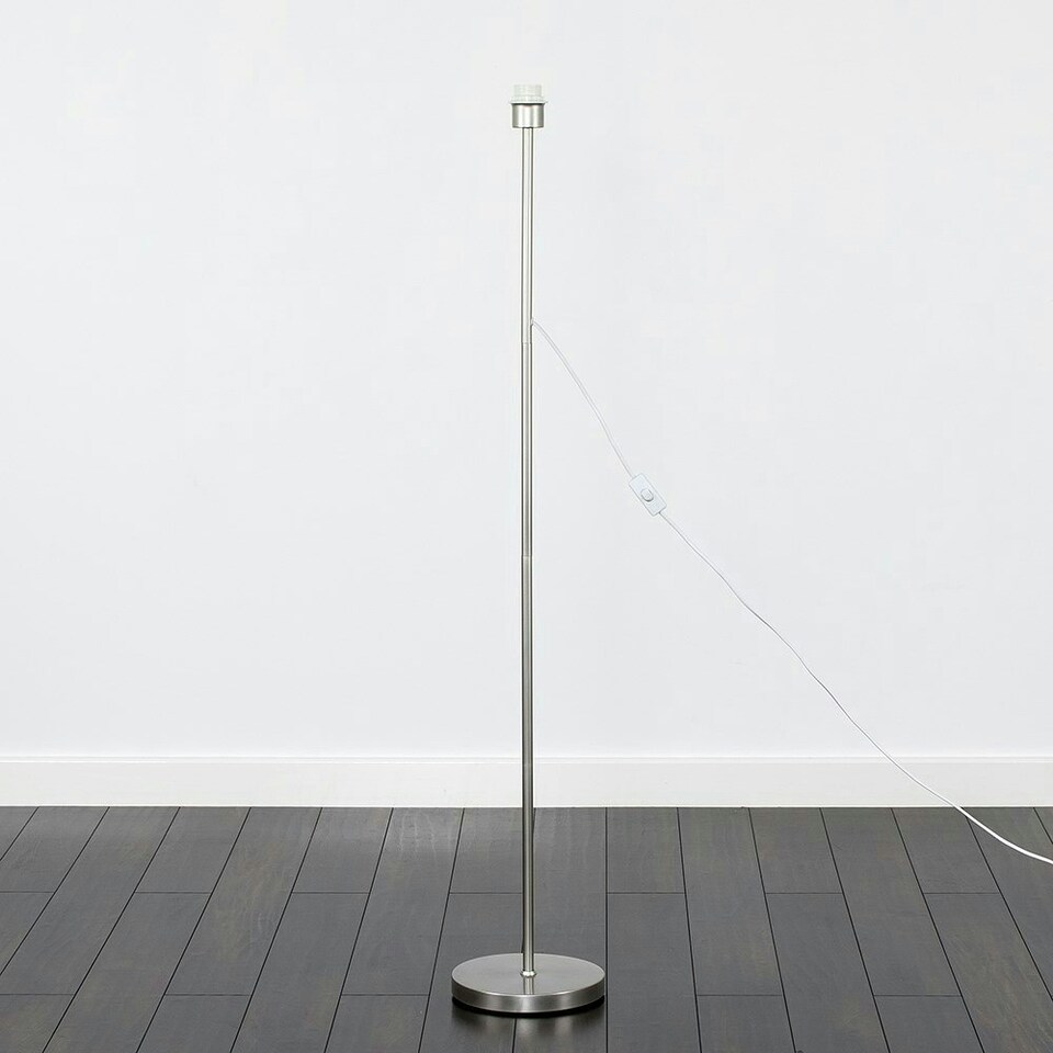 image 1 of ValueLights Modern Standard Floor Lamp Base In Brushed Chrome Metal Finish