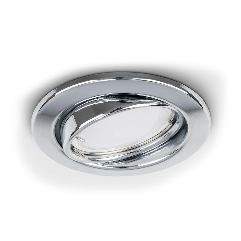 image 1 of ValueLights GU10 Polished Chrome Tiltable Steel Ceiling Recessed Spotlight Downlight | Chrome
