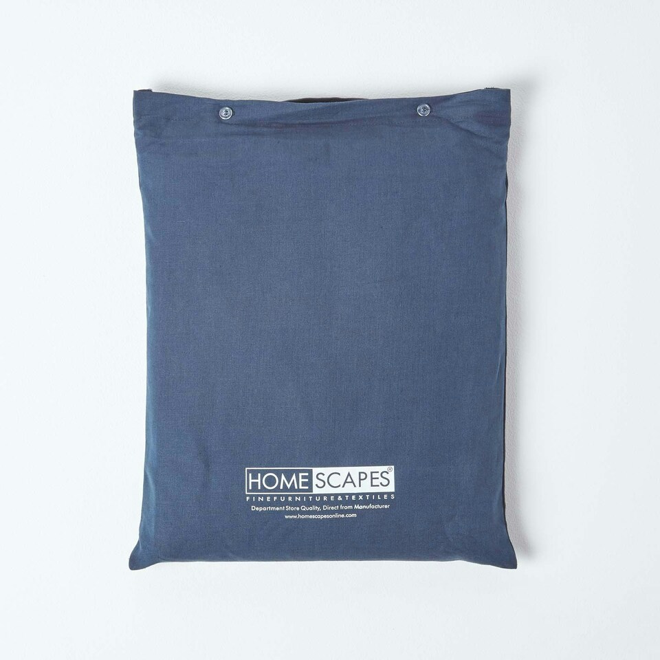 image 1 of Homescapes Navy Blue Linen Flat Sheet, King Blue | King
