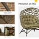 image 7 of Outsunny Egg Chair Outdoor, 2 Seater Folding Weave Garden Furniture Chair with Cushion, Cup Pockets for Patio Balcony - Khaki