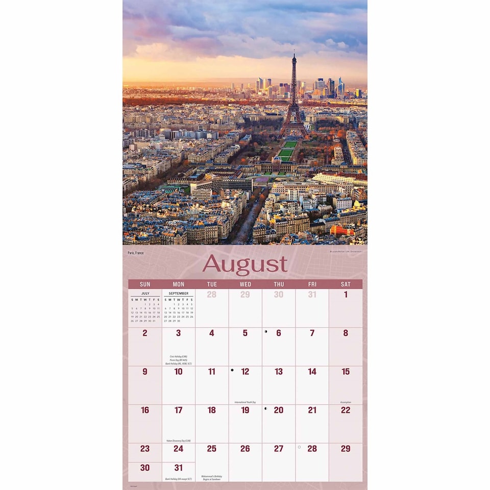 image 1 of City Skylines Calendar 2026, Wall Calendars, Month To View, Travel, Gift