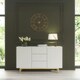 image 3 of White Sideboard with Diamond Pattern Fronts and Gold Legs – 140cm White
