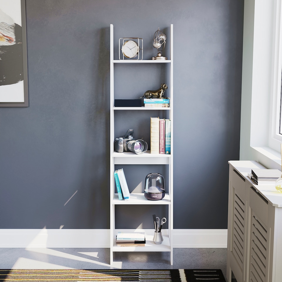 image 1 of Vida Designs Bristol 5 Tier Step Ladder Bookcase Display Storage, White