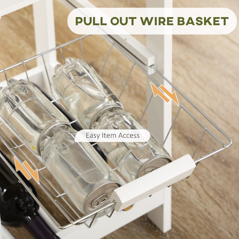 image 1 of HOMCOM 3 Piece Bar Table Set, Breakfast Bar table and Stools with Storage Shelf, Drawer, Wire Basket and Wine Rack for Kitchen, Home Bar, Natural and White