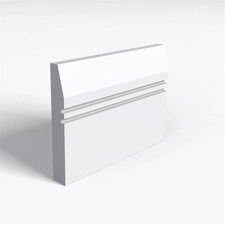 Pack of 20 (Total 20 Units) - MR MDF Primed Splay & 2 Square Grooves Skirting Board - 25mm (T) x 144mm (H) x 3050mm (L)