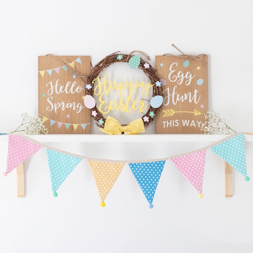 image 1 of Something Different Happy Easter Pastel Willow Wreath
