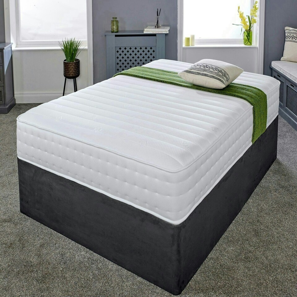 image 1 of 1000 Pocket Sprung Memory Foam Mattress - Micro Quilted Design White | Double