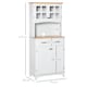 image 3 of HOMCOM Coastal Kitchen Cupboard Storage Cabinet w/ Drawer Microwave Counter