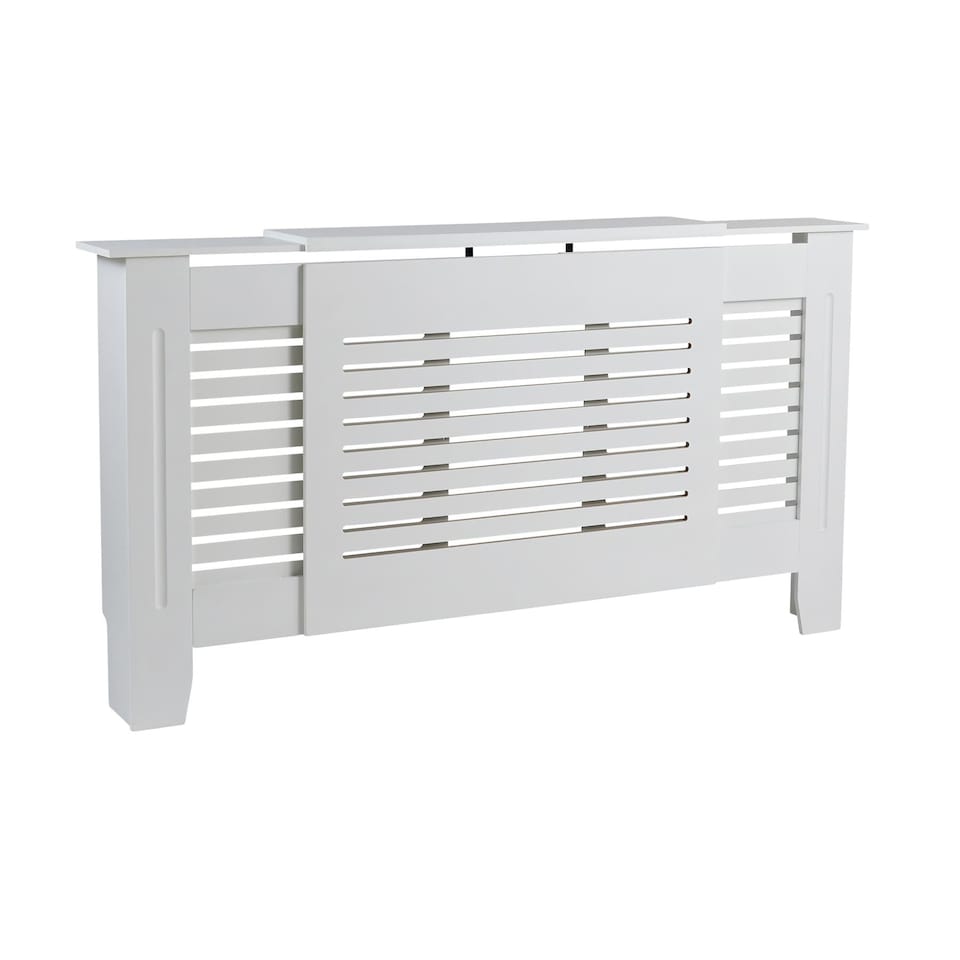 image 1 of Extending Radiator Cover Adjustable Wooden MDF Slatted Grill | White