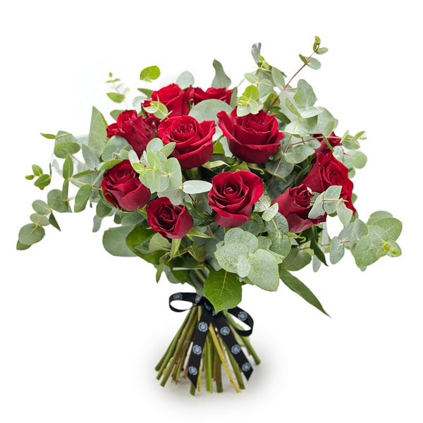 Red Roses with Eucalyptus Bouquet