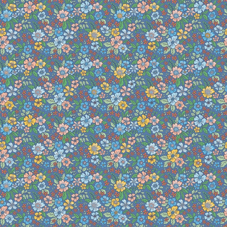 Sample of Ditsy Gardenia Wallpaper in Blue Multi