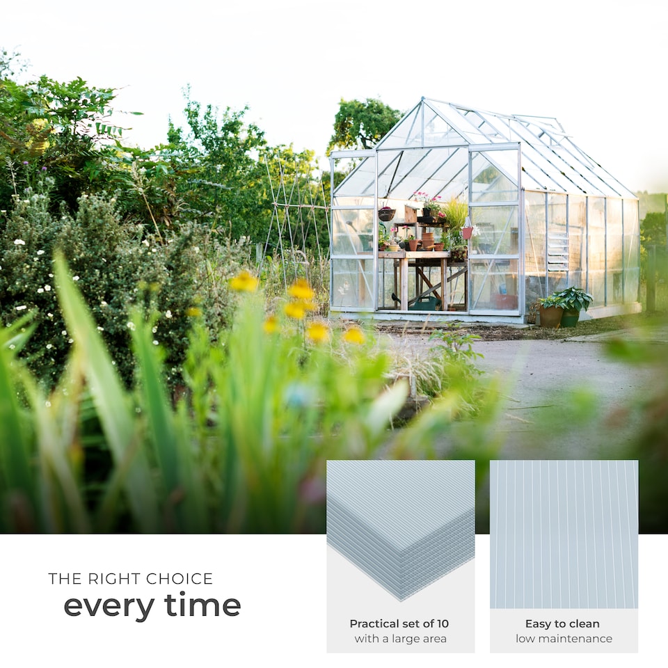 image 1 of 10 Polycarbonate Panels - dual-walled, cuttable, insulating | Clear | transparent | 121 x 60,50 x 0,40 cm | 10