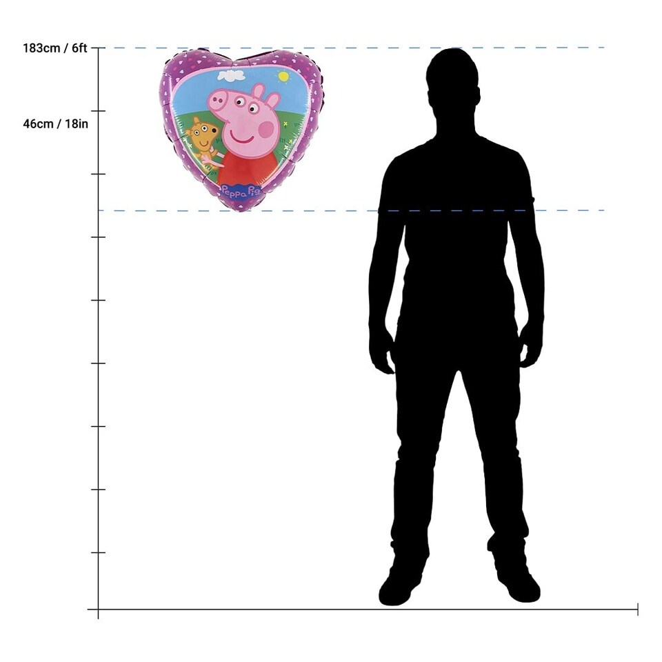 image 1 of Peppa Pig and Teddy Heart Shape Foil Helium Balloon 46cm / 18 in