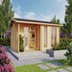image 1 of Brighton 44-Log Cabin, Wooden Garden Room, Timber Summerhouse, Home Office - L580 x W429.9 x H250.8 cm Brown