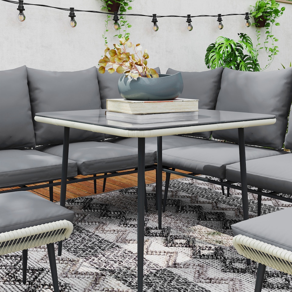 image 1 of Outsunny 6 Piece Garden Furniture Set Garden Sofa with Cushions, Light Grey