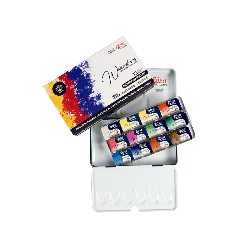 image 1 of Pack of 12 Monopigmented Assorted Watercolours Paints by Rosa Gallery