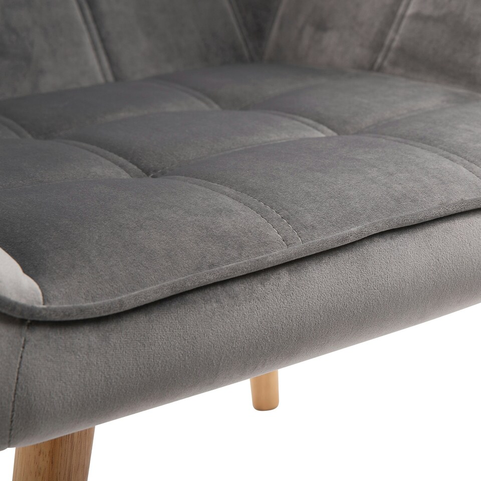 image 1 of HOMCOM Luxe Velvet-Feel Accent Chair w/ Wide Arms Slanted Back Wood Legs Grey