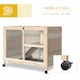image 5 of PawHut Rabbit Hutch, Bunny Cage 2 Layers with Wheels & Open Roof, Natural