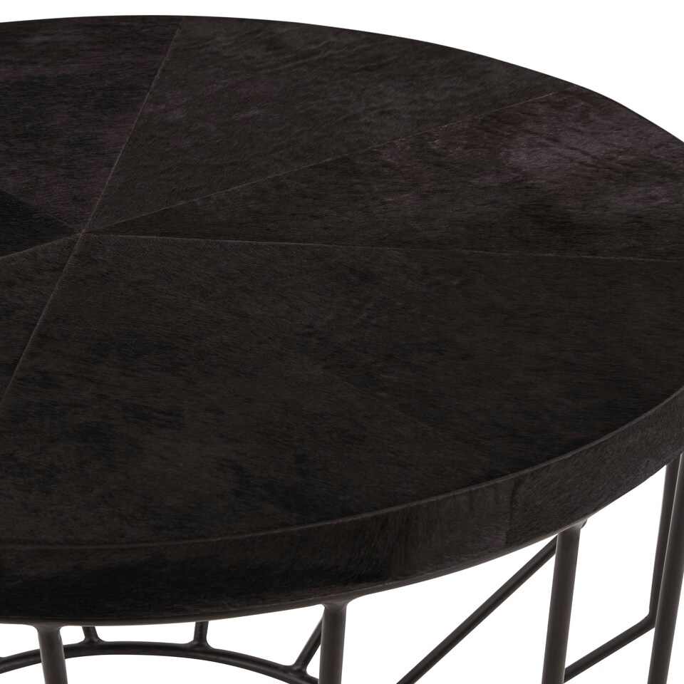 image 1 of Kensington Townhouse Hair On Hide Top Round Side Table Black