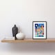 image 2 of Midnight Full Moon Colourful Town Folk Art 9x7" Black Framed Wall Art Print