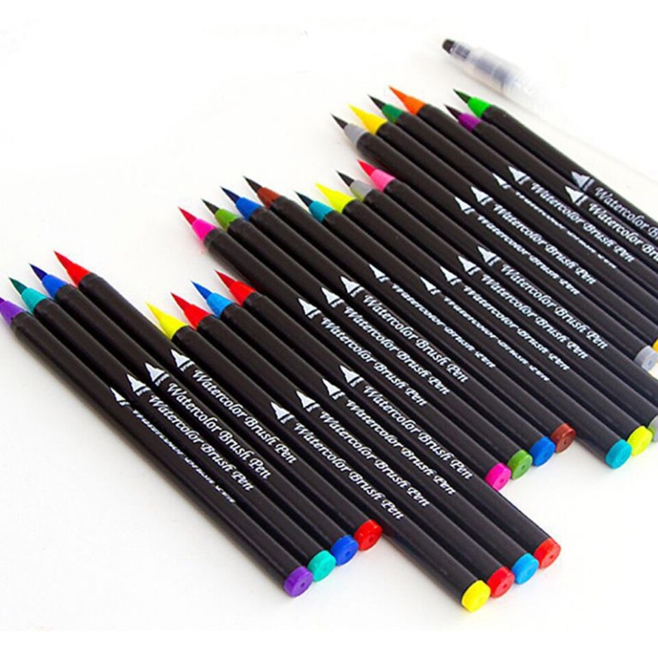 image 1 of Pack of 24 Watercolour Assorted Colour Brush Pens