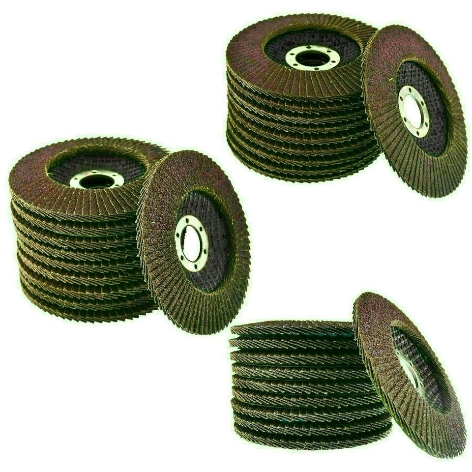 image 1 of 300 x Flap Discs 40, 60 & 80 Grit Angle Grinder 4.5" 115mm Flat Sanding Grinding