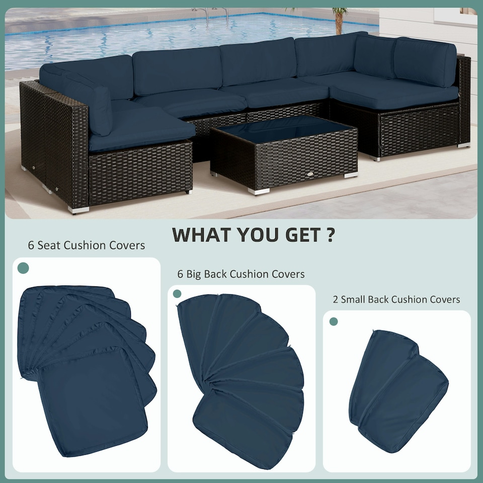 image 1 of Outsunny Garden Rattan Sofa Set Polyester Cover Replacement No Cushion Beige