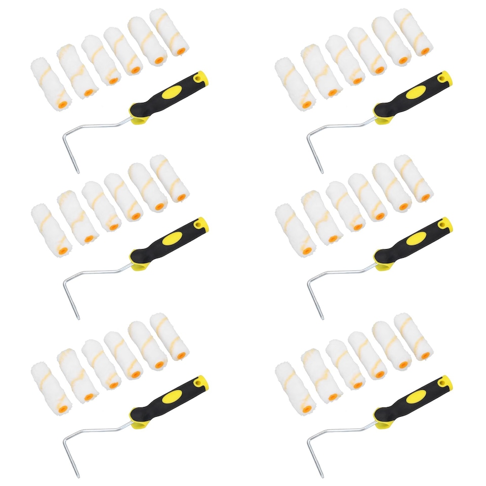 image 1 of 36pc 4” Mini Roller And Sleeves Set For Gloss Emulsion Paints Painting Decorating