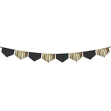 Black & Gold Fringe Garland Decoration 300cm