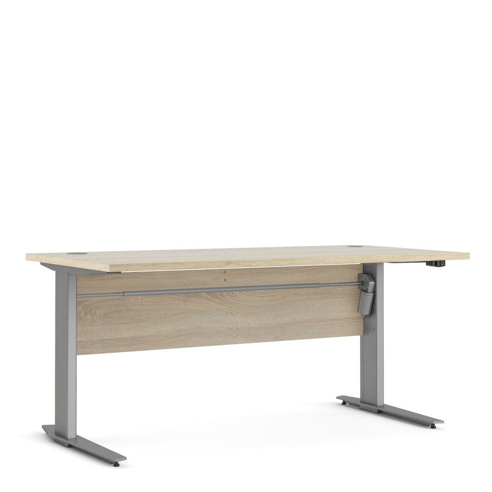 image 1 of Prima Desk 150cm in Oak with Height Adjustable Legs with Electric Control in Silver Grey Steel