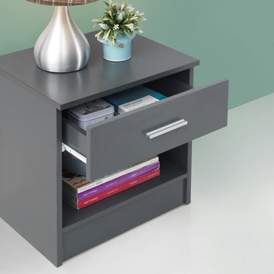 image 1 of Rio Costa Bedside with 1 Drawer Grey