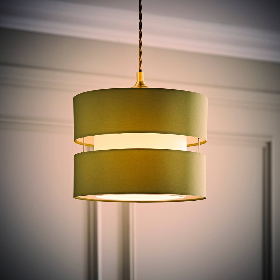 image 1 of ValueLights Sophia Pair Small Olive 2 Tier Ceiling Light Shades | Green