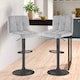 image 2 of Neo Cuban Bar Stool Grey Fabric Black Steel Base Set of Two