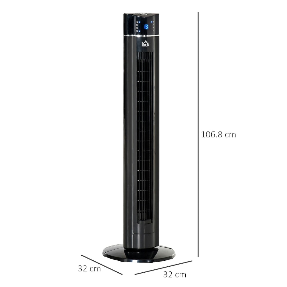 image 1 of HOMCOM Tower Fan Anion Cooling Bedroom with Oscillating, Remote, Black