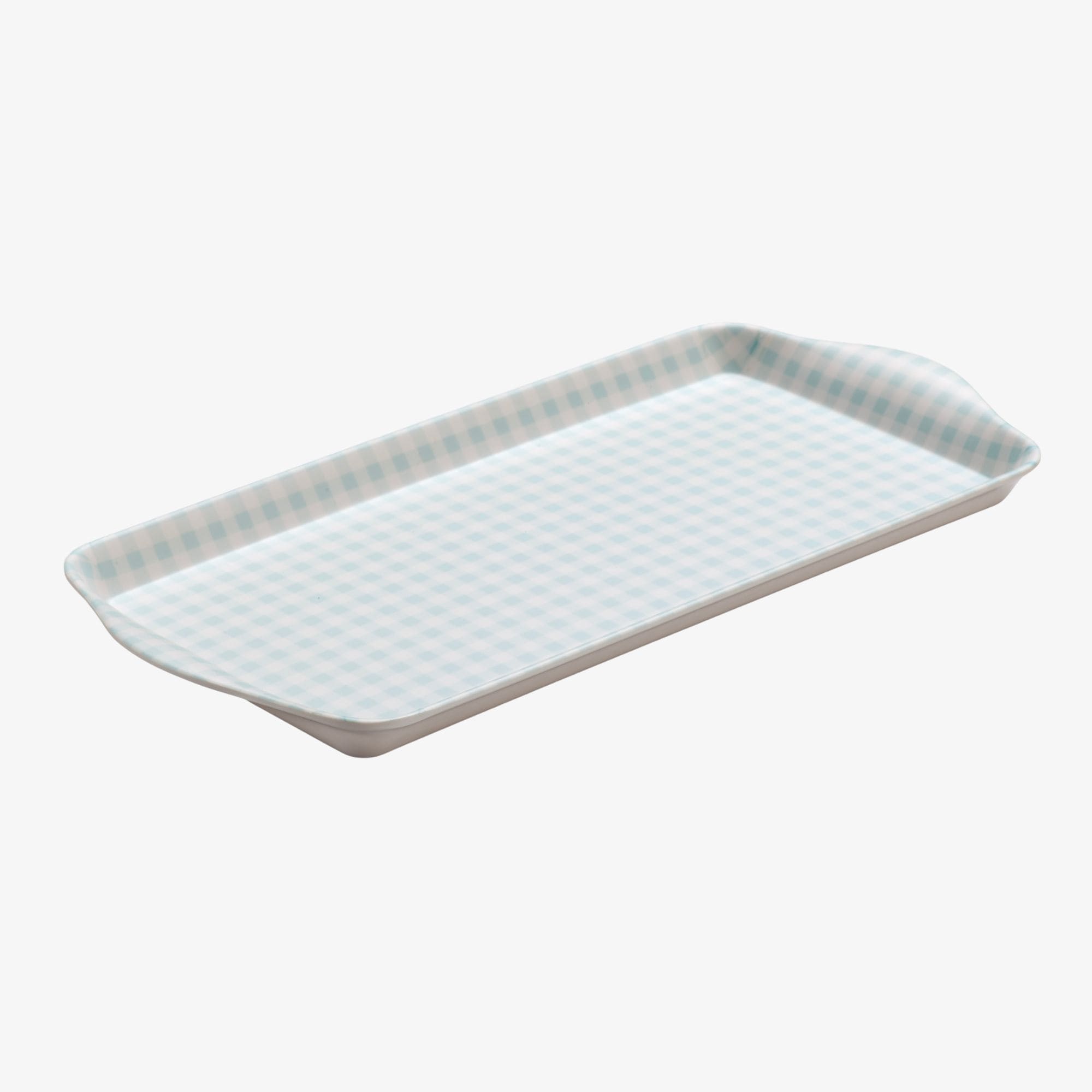 Zeal Melamine Sandwich Serving Tray, Gingham Pattern, 25 x 13cm, Duck Egg Blue