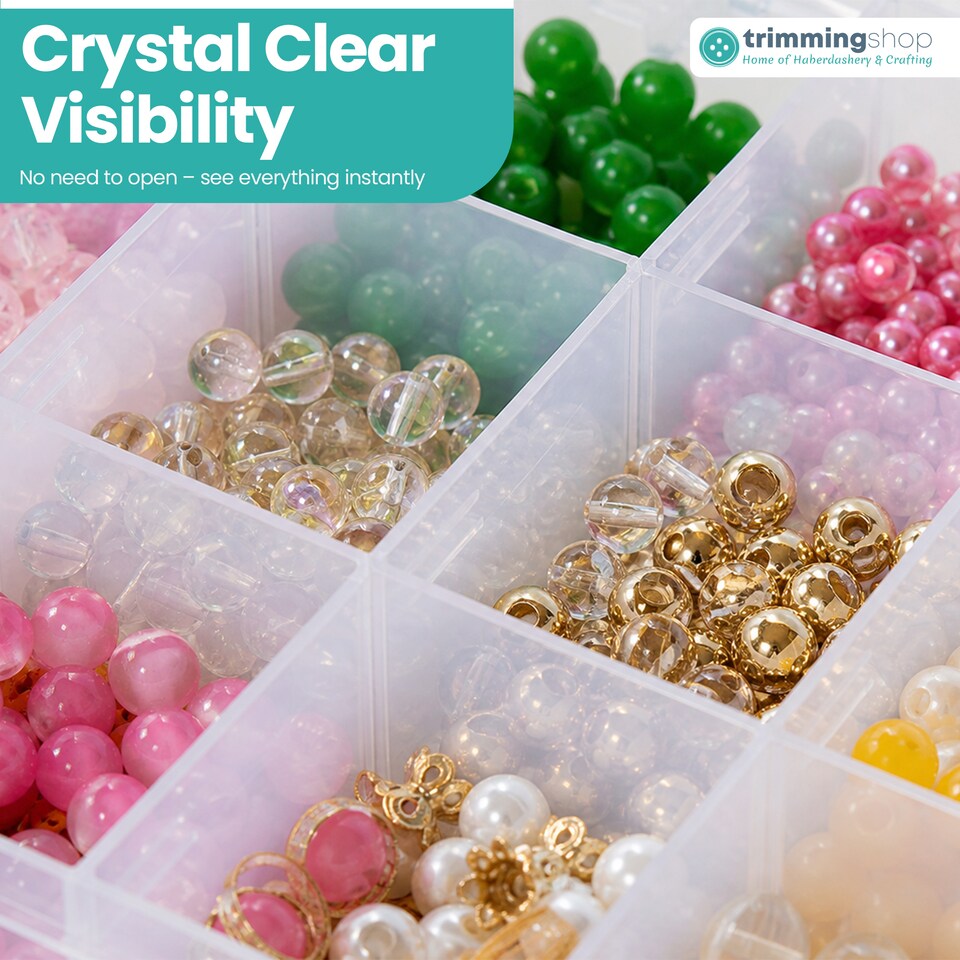 image 1 of 15 Compartment Storage Box, Clear Plastic Organiser with Dividers