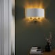 image 4 of Highclere Shade Wall Lamp, Antique Brass Plate, Vintage White Fabric