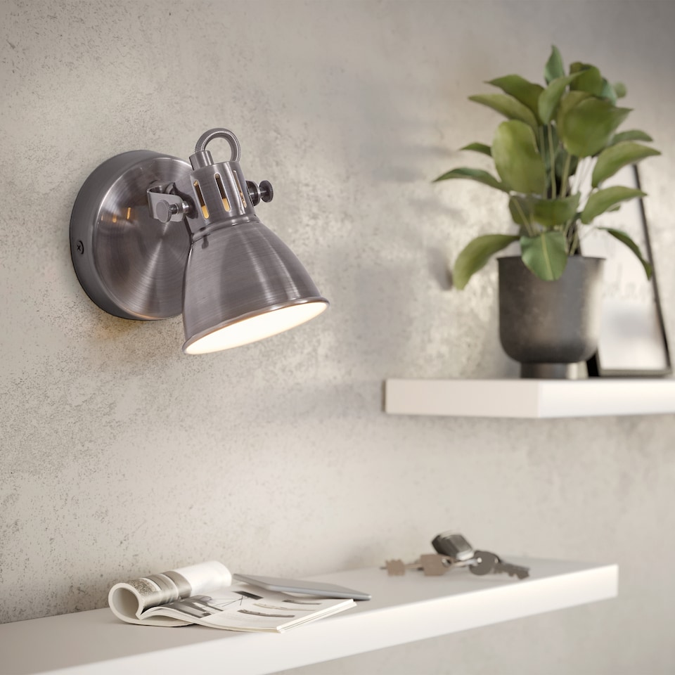 image 1 of EGLO Seras Antique-Nickel Steel LED Single Spotlight