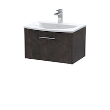 Balterley Winshill Contemporary 1 Drawer Wall Hung Vanity Unit with Curved Basin, Metallic Slate, 600mm