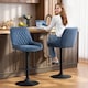 image 8 of HOMCOM Breakfast Bar Stools Set of 2 with 51x40cm Wide Seat, Height Adjustable Kitchen Counter Chairs, Retro Swivel Upholstered Barstools with Back, Footrest and Steel Base, Dark Blue | Blue | Blue