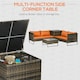image 3 of Outsunny 4Pcs Patio Rattan Sofa Garden Furniture Set with Table Cushions Orange