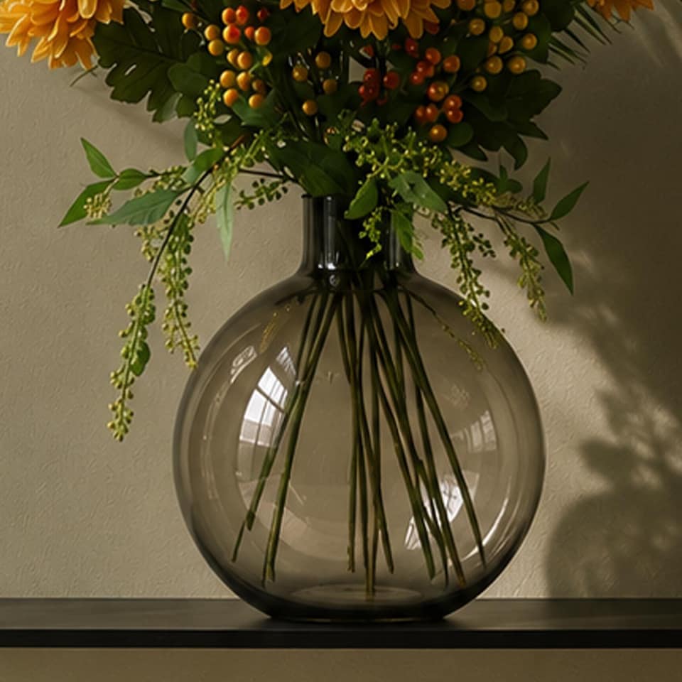 image 1 of Glass Vase Grey Smoke Bottle Glass Vase 40cm Botanik | Grey | 40