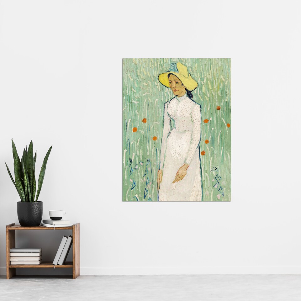 image 1 of Girl in White Floral Portrait Van Gogh Vintage Huge Wall Art Poster Print 24X32"