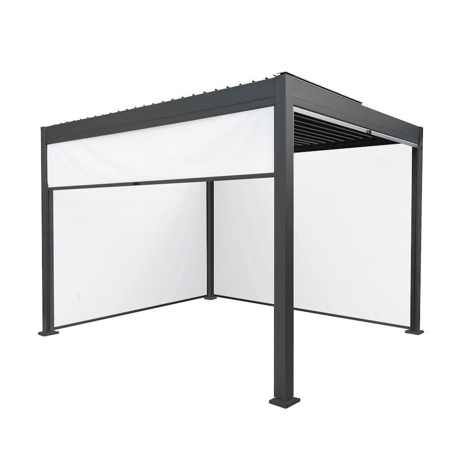 image 1 of Anthracite Aluminium Pergola With White Blinds - 3m x 3m