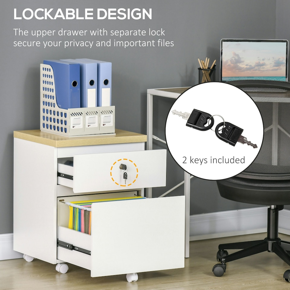 image 1 of Vinsetto Mobile Filing Cabinet Lockable File Cabinet Legal Size W/ Drawers White