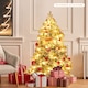 image 4 of COSTWAY 4.5FT Pre-lit Artificial Christmas Tree Hinged Flocked Xmas Tree with LED Lights