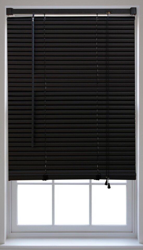 image 1 of FURNISHED Modern PVC Venetian Blinds Durable Window Blinds for Homes and Offices | Black | Black | (W) 45cm x (L) 210cm