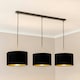 image 3 of ValueLights Reni Black & Gold Drum Shade 3 Drop Bar Matte Black Diner Ceiling Pendant Light Black