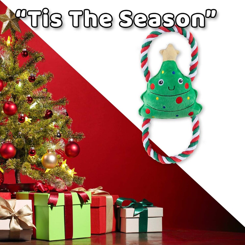 image 1 of PMS Christmas Tree Pet Toy 46.5cm x 20cm Green - Festive Dog Toy, 1 Each